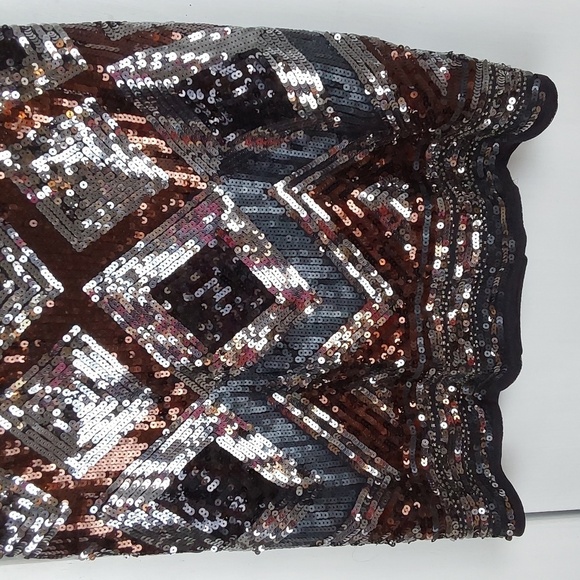 H & M Womens Sequin Black Tank Top DRESSY Silver/ Browns Sparkle Sz.L - Picture 3 of 8